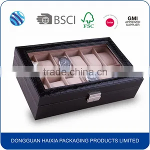 Wholesale High Quality Wooden 24 Slots Leather Wrap Watch Display Box thumbnail-1