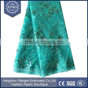 2016 Reliable Supplier in China Embroidered Bridal Tulle Fabric Wholesale Cheap Price African French Lace With Sequins thumbnail-3