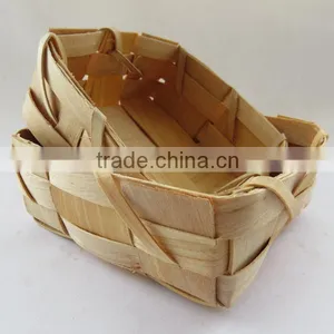 Natural Woven Woodchip Bridal Favors Focal Centerpiece Basket thumbnail-1