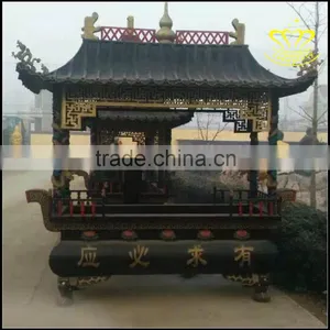 The Bronze Censer Temple Round Rectangle Copper Incense Burner thumbnail-2