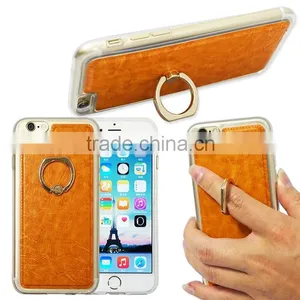 Multifunction PU Leather Back Case for IPhone 6s With Ring Holder Stand thumbnail-1