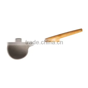 CK003 Silicone Cooking Soup Ladle With Nylon Inside+wooden Handle thumbnail-1