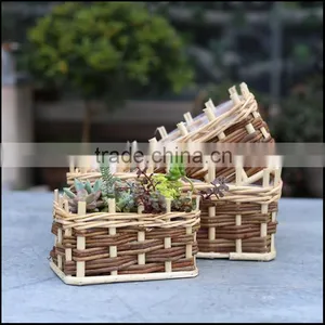 Handled Colorful Weaving Large Wicker Baskets thumbnail-1
