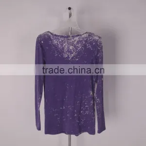 2016 New Arrival Burnout Jersey T-shirt With Washed for Women thumbnail-1