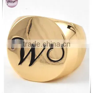 Gold Tone Metal Black Epoxy Lead Nickel Compliant Initial W Stretch Ring thumbnail-1