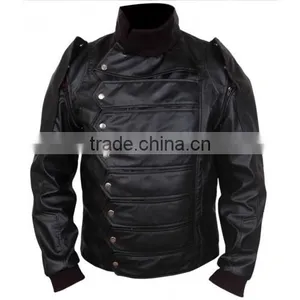 Captain America Costume Leather Jacket,2015 New Arrival Fashion Mens Winter Leather Jackets,2015 High Quality Mens Pu Leather Wa thumbnail-4