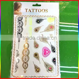 Eco-friendly Fashion Gold Metallic Flash Golden Fluorescent Tattoo Sticker thumbnail-2