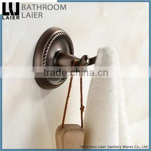 Customized Luxury Bathroom Design Zinc Alloy Antique Copper Finishing Bathroom Sanitary Items Wall Mounted Double Robe Hook thumbnail-3