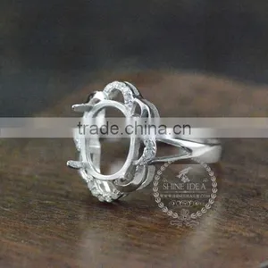 9*11mm 925 Sterling Silver Oval Bezel Silvery Prong Setting Ring Base Blank Supplies DIY Findings 1222007 thumbnail-1