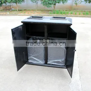 2016 New Design Cast Aluminum Garbage Can Trash Hideaway Large Antique Bronze Finish thumbnail-2