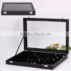 Factory Wholesale Custom High Density Board Leather Jewelry Box, Black Ring Box thumbnail-1