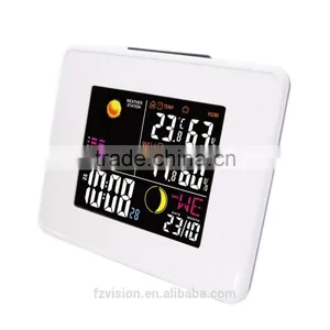 Wireless Weather Station White Alarm Clock With Backlight Indoor Outdoor Temperature Humidity Two Tramsmitters thumbnail-3