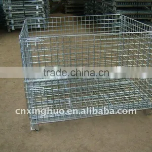 Foldable Wire Mesh Container/ Stackable Storage Cage/ Metal Basket thumbnail-1