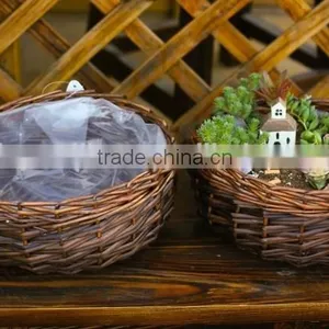 100%Handmade Wicker Wall Hanging Plant Basket Wicker Flower Hanging Basket thumbnail-5