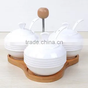 High Quality Wholesale Ceramic Spice Bottles With Ceramic Lid/spice Racks Jars Wholesale/3pcs Set Ceramic Storage Jar Whole Sale thumbnail-1