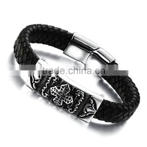 Small MOQ+Mix Designs +In Stock Can Custom Logo Rope Leather Bracelet Bracelet Custom Wholesale thumbnail-1