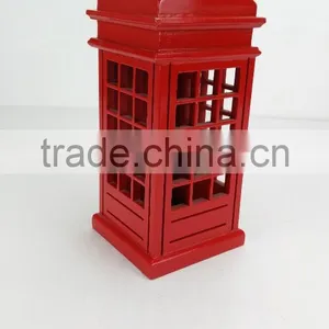 Red Big Telephone Booth Fashion Decor Wooden Money Saving Box thumbnail-4