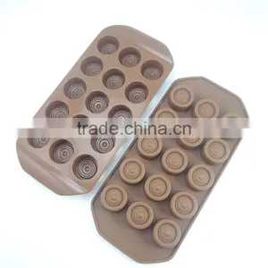 Cute 15 Cup Round Chocolate Shape Silicone Ice and Cake Use Cube Tray thumbnail-1