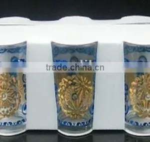 GH201 6pcs Glass Drinking Set With Bronzing Deco thumbnail-1