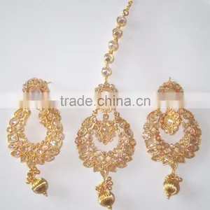 POLKI EARRING PAIR TIKA GOLD TONE Hair Accessory thumbnail-3