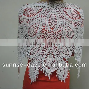 White Fashion Cotton Crochet Shawl thumbnail-1