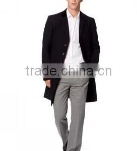 2014 Cheap Price High Fashion Classical Design Black Lapel Slim Fit Mens Cashmere Men Coat thumbnail-1