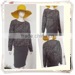 Ladies' Jacquard Fabric O-neck Sweatshirt thumbnail-1