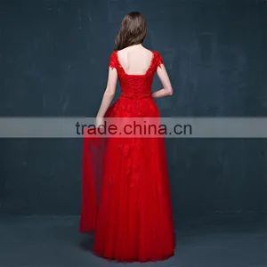 MGOO Cheap Price Wholesale Red Lace Long Prom Dress Ladies Elegant Chiffon Evening Dinner Long Dresses Handmade 2040 thumbnail-4