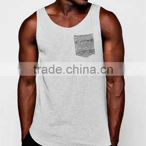 2017 Hotsale Fashion Wholesale Custom Stringer Fitness Sports Tank Top Mens Gym Sports Wear Man Knitted Pocket Vest thumbnail-2