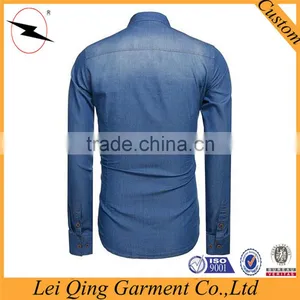 Casual Long Sleeve Slim Fit Button Denim Shirts With Pockets thumbnail-2