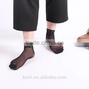 WS-33 Women Lace Ruffle Ankle Sock Soft Comfy Sheer Silk Cotton Elastic Mesh Knit Frill Trim Transparent Women's Socks thumbnail-5