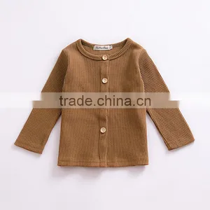 S33612W Children Cardigan Striped Pure Color Cardigan Sweater thumbnail-4