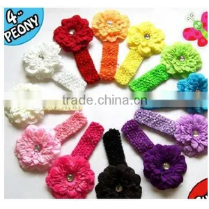 Cute Baby Headband Infants Subshrubby Peony Flower Headband for Girls Accessories Babies Stretchy Head Band Toddlers Head Wear thumbnail-1