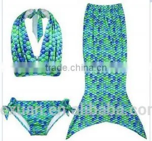 2017 Sexy Swimwear Custom Girl's 3pcs Mermaid Tail Rainbow Princess Bikini Children Bathing Suit Child Cute Swimsuit Kids thumbnail-6