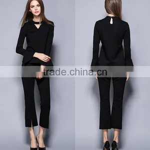 The New Style Two Pieces Women Autumn Casual Suit Blouse & Pant Plus Size Woman Suit thumbnail-1