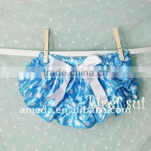 Baby Blue White Polka Dots Satin Ruffles Bloomers Panties BSM8 thumbnail-1
