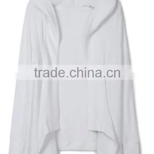 2017 New Arrivals Woman Plain White Hooded Cardigan Sweaters With Best Price thumbnail-2