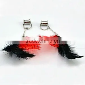 Fancy Captive Ring With a Feather Dangle Earring Body Piercing Jewelry thumbnail-1