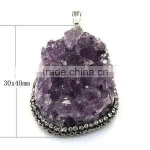 Best Selling Products Natural Quartz Nuggets Druzy Pendant thumbnail-1