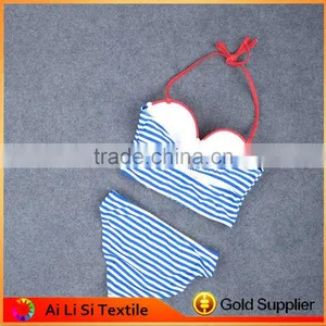 Blue Strip Super Sexy Ladies Bikini Set,Ladies Sexy Mature Bikini Set, Bra Set thumbnail-3