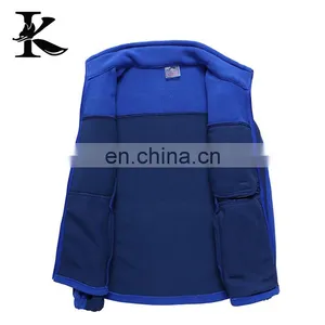 Outdoor Sport Wear Blue Plain Zip up Windbreaker Warm Polar Fleece Jacket for Men thumbnail-3