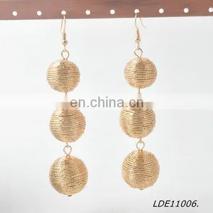 2017 Bon Bon Style Thread Wrapped Ball Drop Earrings thumbnail-1