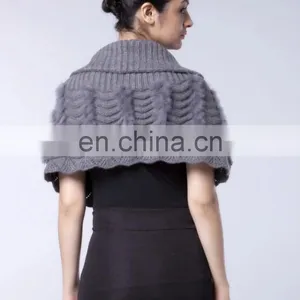 Canada North American Style Grey Brown Color Rabbit Fur Tube Fur Capes Shawl of Women Clothes thumbnail-5