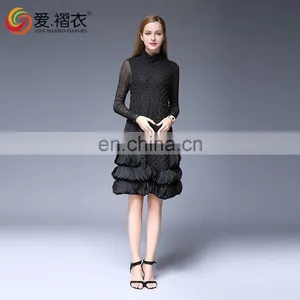New Arrival Autumn Winter Warm Women Short Skirts Lace Dress in Solid Color thumbnail-6