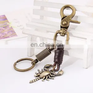 Factory Price Brass Metal Buckle Leather Braided Alloy Scorpion Pendant Keychain thumbnail-3