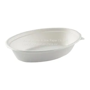 Disposable Oval Bowls: 20oz Compostable Heavy Molded Fiber Oval Bowl SS-SBB820 thumbnail-2