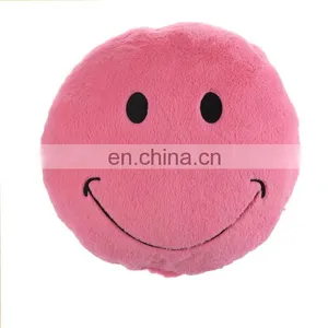 Round Stuffed Plush Fur Pink Happy Emoticon Smiley Emoji Cushion Face Pillow Cute Soft Toy Doll Gift for Kids and Adult thumbnail-1