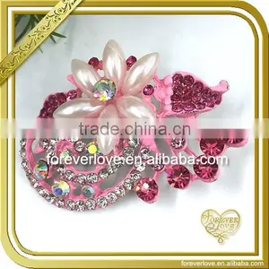 Sweet Pink Jewelry Floral Crystal Rhinestone Decorative Brooch Pin FB-044 thumbnail-1