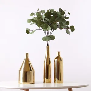 Luxurious Nordic Ins Style Electroplate Gild Gold Hand Made Ceramic Vase For Showroom thumbnail-1
