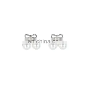 Hot Selling Fashion Style Heart Drop Earrings Copper 14k Gold Plating Pearl Earrings thumbnail-1